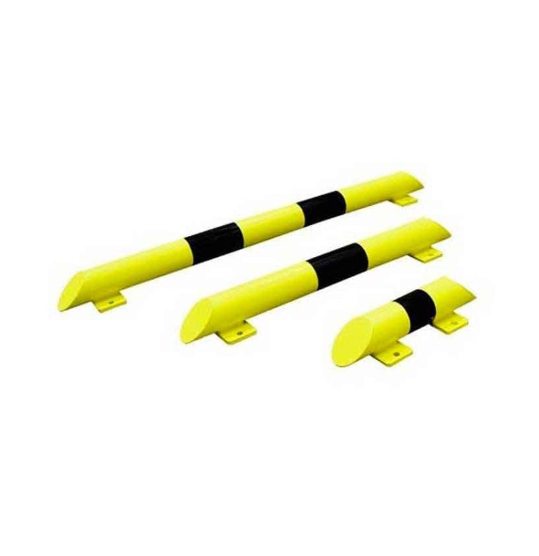 glissière de sécurité en acier jaune et noir pour protéger les zones de circulation et les équipements en entrepôt