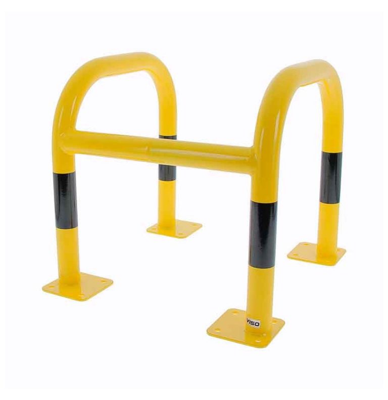 protection de colonne industrielle en acier jaune et noir pour sécuriser les zones de circulation en entrepôt