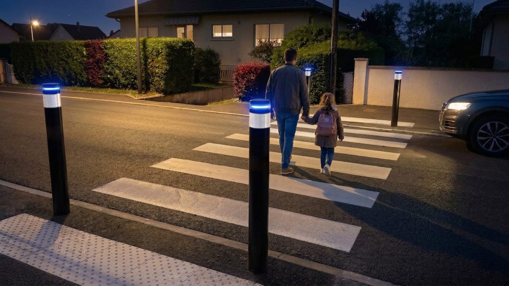 balisage lumineux passage piéton led bleue sécurité routière