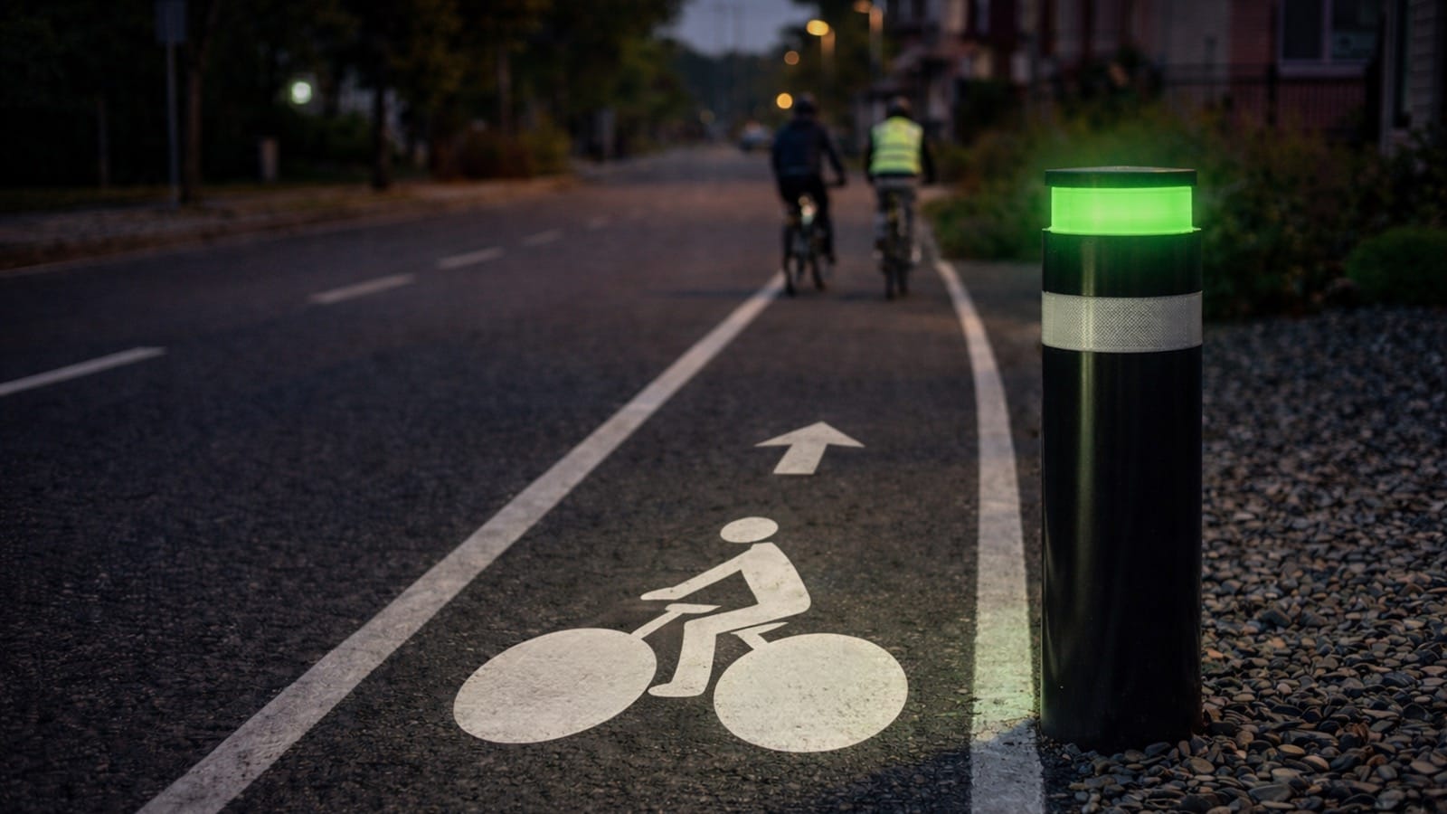 tete potelet lumineux solaire piste cyclable led verte balisage voie velo