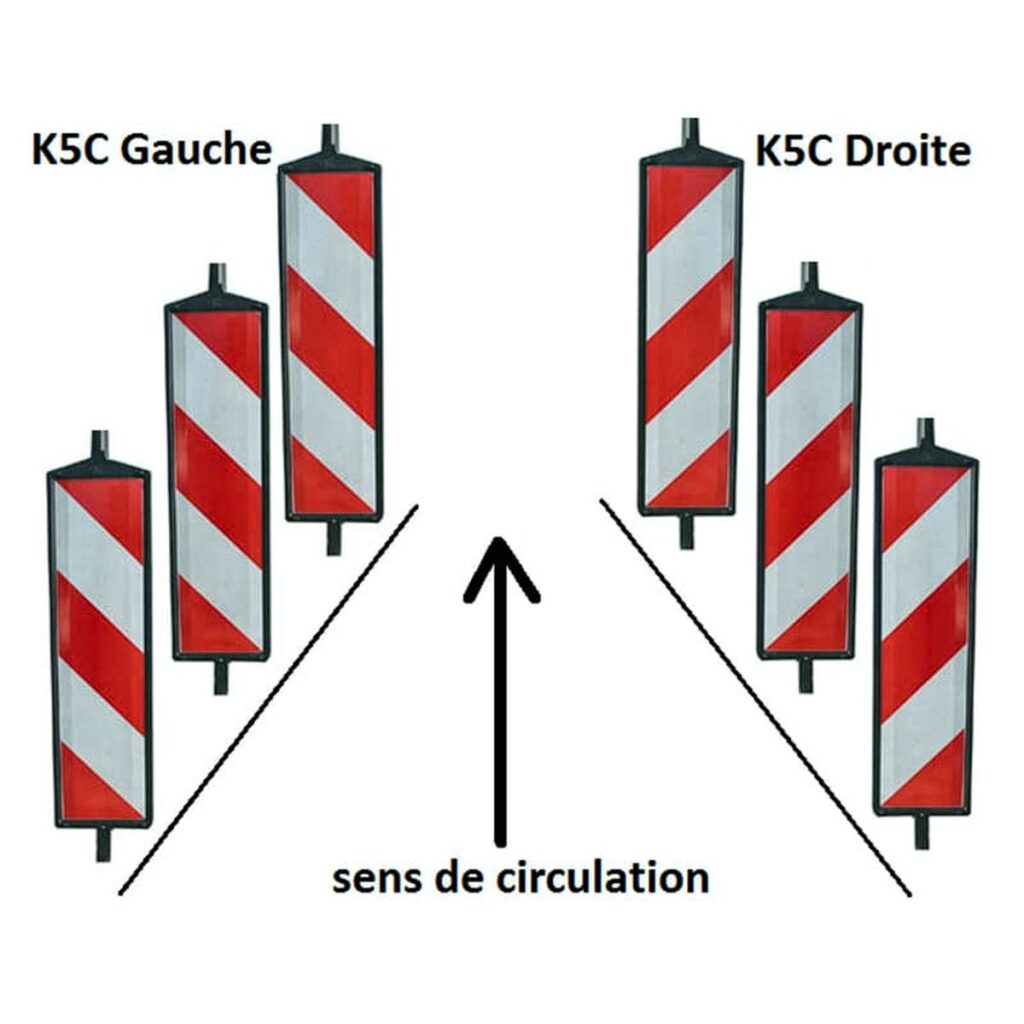 Balise d'alignement K5c pour le balisage d'un chantier sur chaussée