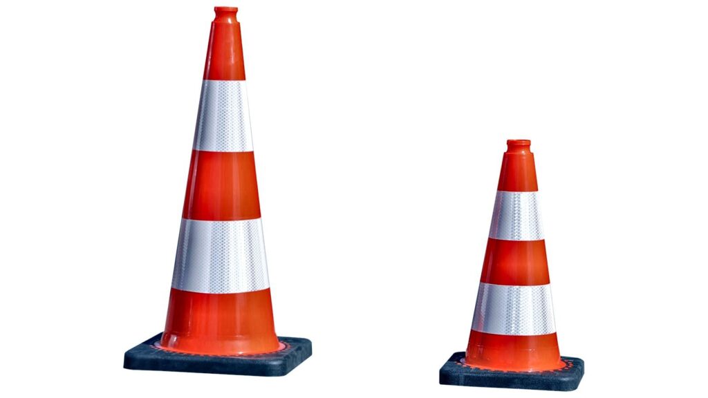 Cône de signalisation lesté 22.5 kg pour balisage de chantier